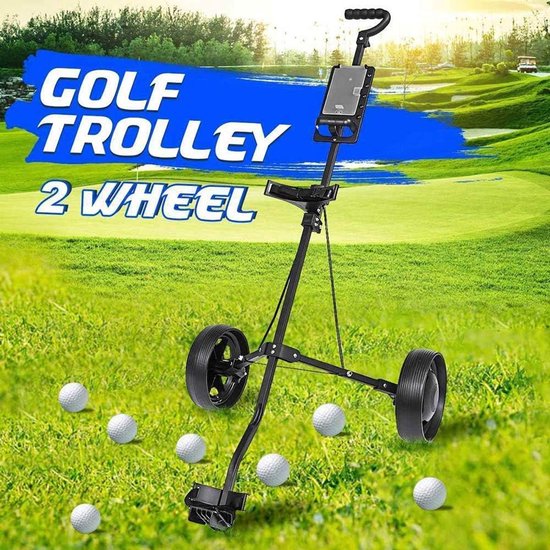 Golfkar Opvouwbaar - Golf Trolley 2 Wielen - Golfen Gemakkelijk Maken - Voetrem Systeem - 8.5 Inch Wielen - Zwart