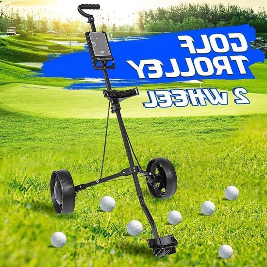 Golfkar Opvouwbaar - Trolley Golf - Golfen Gemak - Voetrem Systeem - 2 Wielen - Zwart
