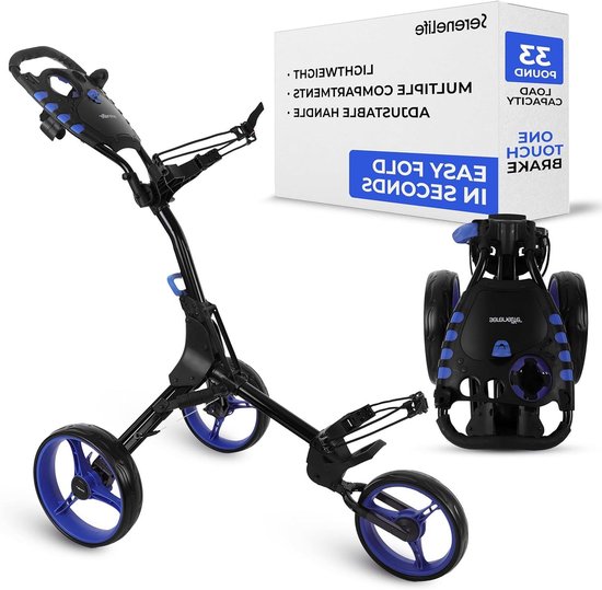 Golfkar - Push cart - Golfen - Lichtgewicht aluminium - 3 wiel - Zwart rood