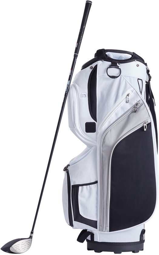 Golfkar Tas met 14-Weg Top Verdeler, 91,4 Cm, 13 Zakken, Premium Nylon, Duurzaam voor Mannen En Vrouwen, Witte Kleur Blok Ontwerp van Merkloos
