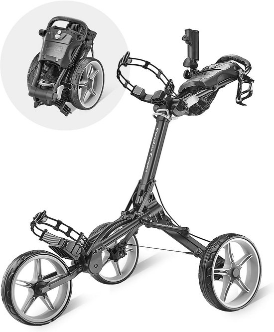 Golfkar Trolley - Compacte Kar - Golfen Gemakkelijk - Met één klik opvouwbaar - 32 inch breed - Donkergrijs