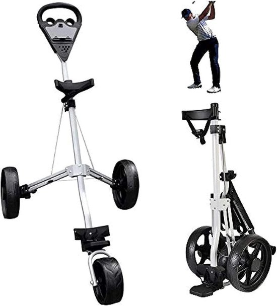 Golfkar - Trolley golf - Sportieve uitjes - Lichtgewicht aluminium frame - 3 wielen - Zwart