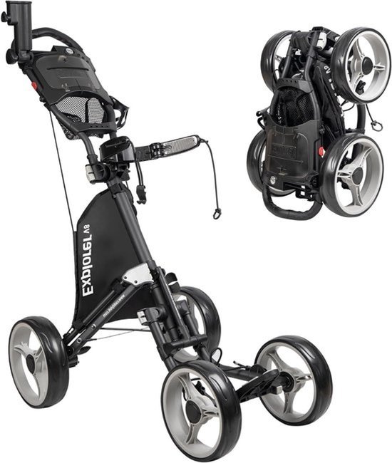 Golfkar - Trolley met 4 wielen - Maakt golfen gemakkelijk - Compact vouwmechanisme - 15.19 x 5.5 x 24 inch - Donkergrijs