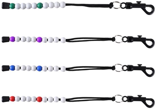 Golfkralen Teller 4 Stuks - Kleurkeuze: Wit/Rood/Wit/Blauw/Wit/Paar/Wit/Groen - Eenvoudig Scoren - Golfslag Scoreteller - Voor Golftoernooi - Golfscoreteller
