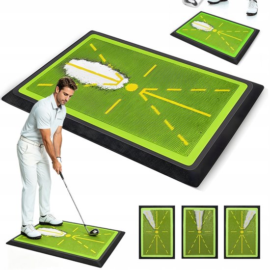Golfmat - Golf Impact Mat - Indoor Golf Trainingsmat - 30.5x44cm - Anti-slip & Visuele Feedback - Slagveranderende Kleur & Drie-laags - Slijtvast & Trillingsdempend - Voor Binnen & Buiten van Merkloos