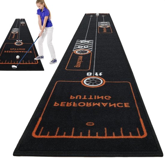 Golfmat - Oefenmat binnen - Golfvaardigheden verbeteren - Draagbaar en oprolbaar - 3 meter lengte - Groen