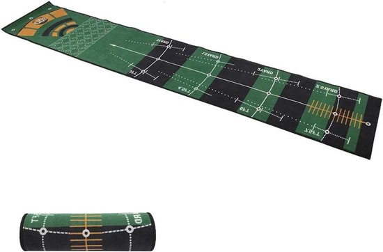 Golfmat - Putter oefenen - Golfvaardigheid trainen - Machinewasbaar ontwerp - 53 x 16 x 16 cm - Groen
