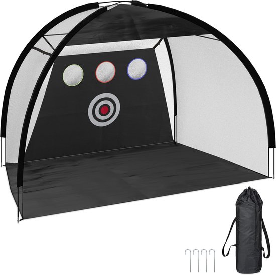 golfnet - met roos en doelen - 200 x 300 x 170 cm - met opbergzak en haringen van Sapphire