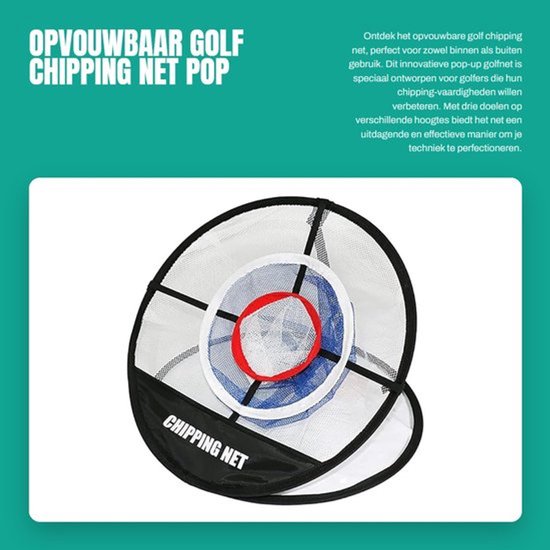 Golfnet Opvouwbaar - Golf Chippingnet - Pop Up Oefennet - Binnen/Buiten Gebruik - Drie Doelen - Scheurbestendig
