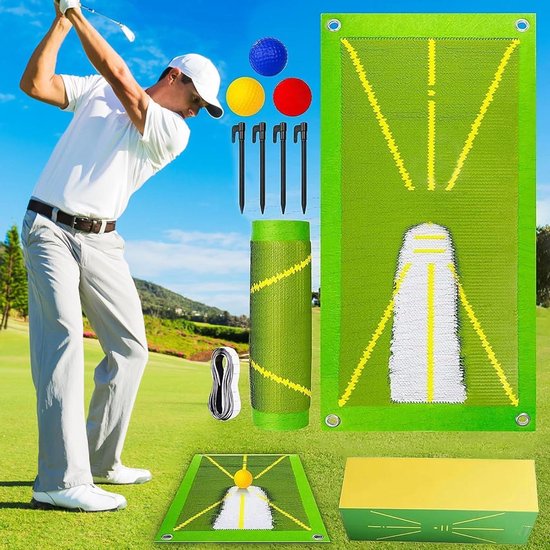Golfoefenmat voor binnen en buiten - Swingdetectie en slaghouding analyse - Golftrainingsmat met batting en correcte swingpad | Golftrainingshulp apparatuur met pronatiedetectie