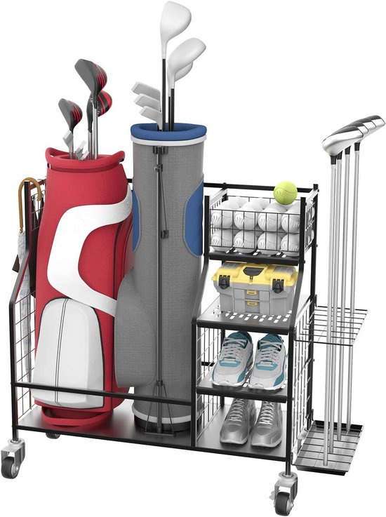 Golfopslag Organizer - Golfuitrusting Opslag - Garage Opruimen - Extra Planken Vakken - 45 x 95.5 cm - Zwart