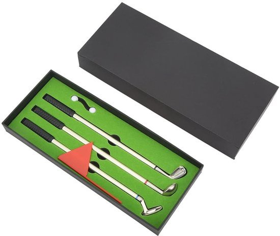 Golfpen Gift Set - Golfclub Putterpen - Balpen - Opbergdoos - Decoratieve Vlag - Hoogwaardig Materiaal