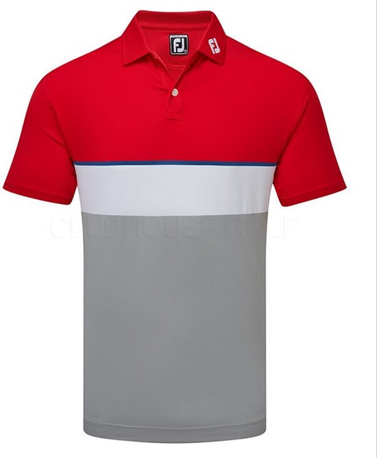 Golfpolo Heren Footjoy Color Theory Rood Wit Blauw Maat S van Footjoy