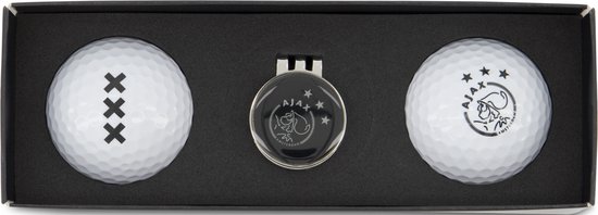 Golfpresentjes- 2 Ajax Golfballen-Cadeauset incl 1 ball marker-Ajaxfan-golfballen-Golfcadeau-Golfgadget van Ajax