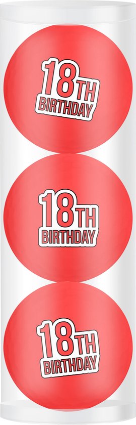 Golfpresentjes-3 Golfballen 18 jaar happy birthday-Golfcadeau-Golfgadget-Golfballen-Golfer-Golfaccessoires van Golfersklinie.