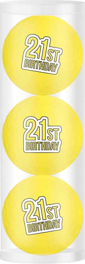 Golfpresentjes-3 Golfballen 21 jaar happy birthday-Golfcadeau-Golfgadget-Golfballen-Golfer-Golfaccessoires van Feliz Golf