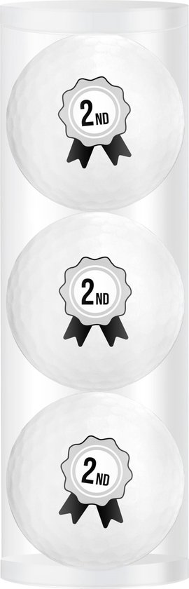 Golfpresentjes-Golfbal-2e prijs- 3 golfballen in koker met bedrukking 2e prijs -golfcadeau-golfprijs-golfgadger van Merkloos