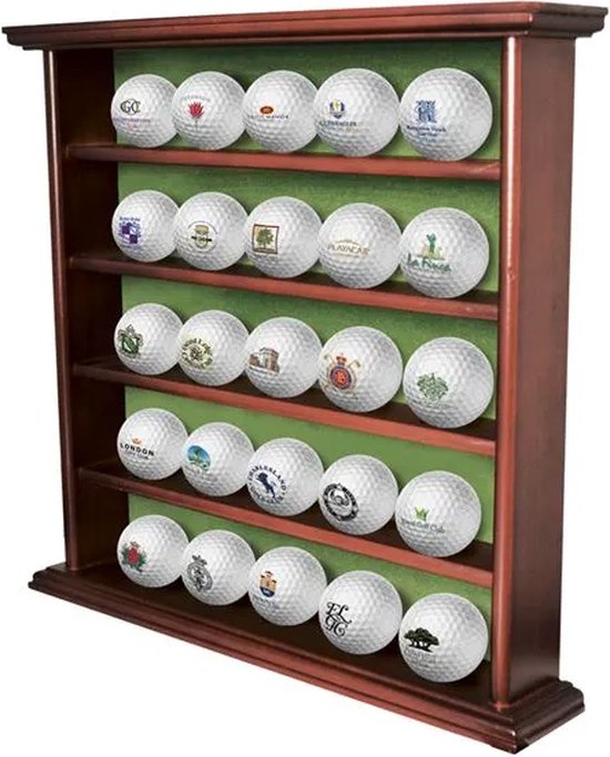 Golfpresentjes – Golfkabinet- Golfvitrine-25 ballen – Hoogwaardig KWALITEIT- Golf accessoires - Cadeau – Golftrainingsmateriaal – Hout en Stijlvol golfcadeau – Cadeau golfer - Golfkado-Golfgadget -golfcadeau man - golfcadeau vrouw van Golfers Passion