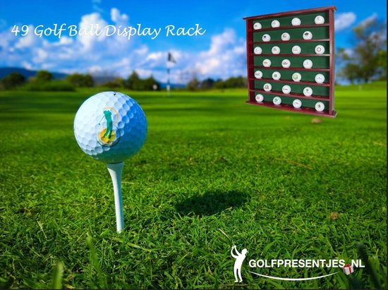 Golfpresentjes – Golfkabinet- Golfvitrine-49 ballen – Hoogwaardig KWALITEIT- Golf accessoires - Cadeau – Golftrainingsmateriaal - Stijlvol Hout golf – Cadeau golfer - Golfcadeau-Golfgadget