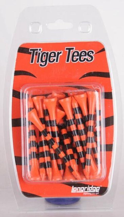 Golfpresentjes-Houten Tiger Tees, 30 stuks, 69 mm-Golfcadeau-cadeau-golftees-golfaccessoires van ParteeGolf