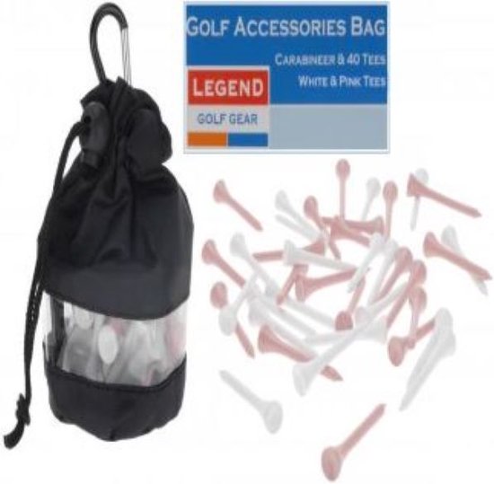 Golfpresentjes -Legend tasje met 40 wit/roze tees en accessories - golfcadeau - golfpresentje van Legend
