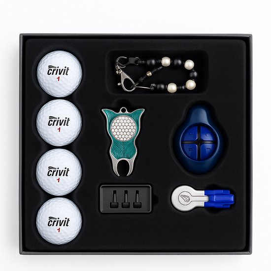 Golfpresentjes - Luxe Golf cadeau set - Cadeau voor golfer- Incl GRATIS stijlvolle zwarte cadeaubox verpakking - luxe golf box - exclusief Golfcadeau- golfballen- Golf accessoires - Pitchfork - Marker golfbal -Golf sport - Golf training - Cadeau van Luxe Golf Cadeau Set
