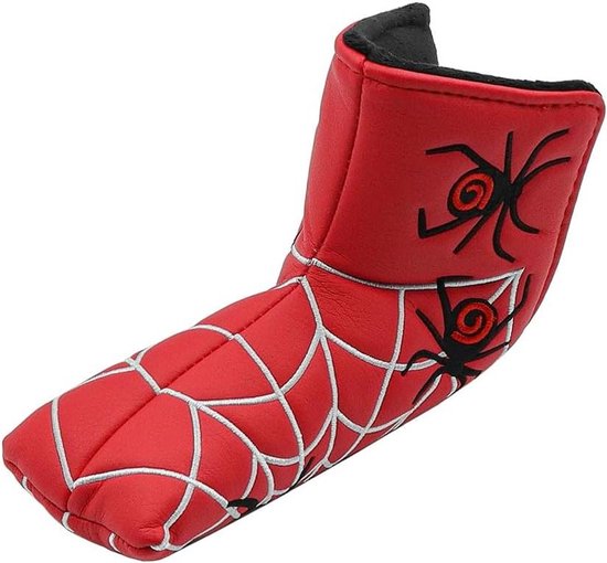 Golfputter beschermer - Mallet putterkop - Golfclub hoes - Spinnenweb - PU materiaal - Beschermingshoes - Geschikt voor putter - Zwart met rood.