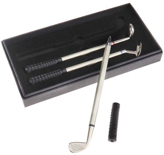 Golfputter Miniatuur Set - 3x Balpennen - Golfclub Cadeau - Geschenkdoos - Perfect voor Golfliefhebbers - Rubber Grip - Balpen