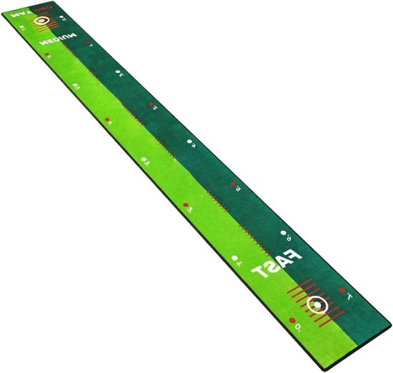 Golfputtingmat - Oefenmat Golf - Golfvaardigheden Verbeteren - Dubbele Snelheid Schoten - 30 x 250 cm - Veelkleurig