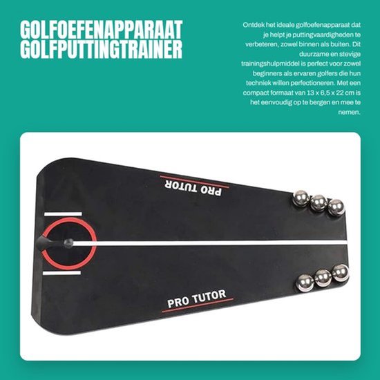Golfputtingtrainer Stevig - Golfoefenapparaat - Trainingshulpmiddel Binnen/Buiten - Compact Formaat - Hoogwaardig Kunststof - 13 x 6,5 x 22 cm - Golftrainer