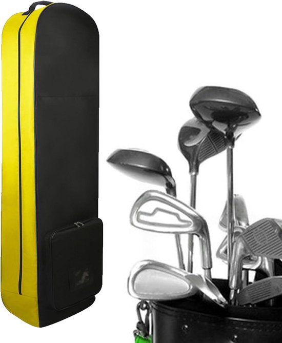 Golfreistas - Golftas Vervoer - Vliegtuig Reizen - Opvouwbaar Lichtgewicht - 133 cm Hoog - Zwart Geel