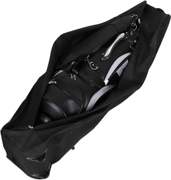 Golfreistas met wielen - Sportuitrusting tas - Reizen en opslag - Opvouwbaar en waterdicht - 128 cm lengte - Zwart