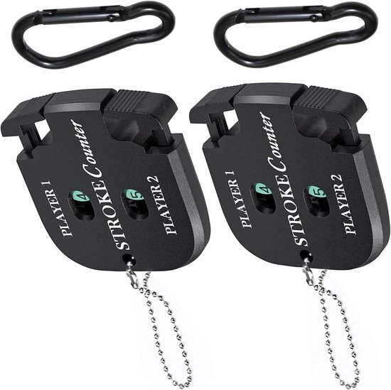 Golfscorer-teller met karabijnhaak en sleutelketting voor 2 spelers - Golfresultaatindicator handteller speler slagteller - Set van 2