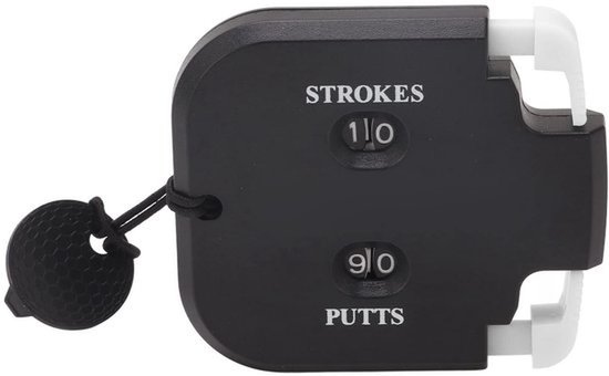 Golfscoreteller - Mechanische Slagteller - Compact en Draagbaar - Zwart lichaam witte pers - Scoren in Stijl - Geschikt voor 2 Spelers