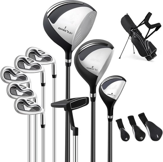 Golfset Heren - Complete Golfset - Golf Spelen - Inclusief 9 Clubs - 28 x 18 x 129 cm - Zwart