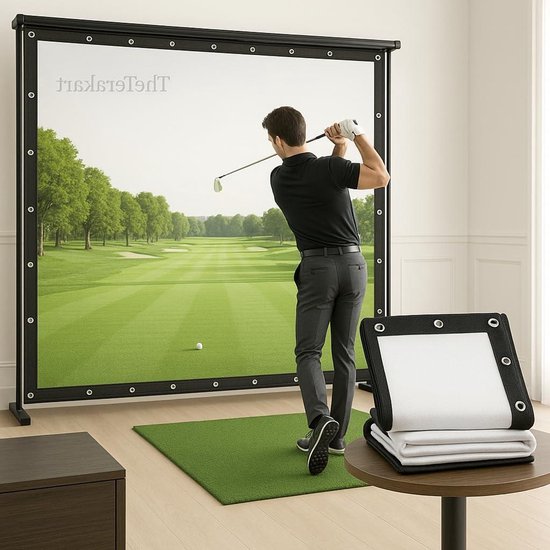 Golfsimulator Impact Scherm - Projectiescherm Baffles - Thuis Golf Oefenen - Absorbeert Bal Impact - 300 x 300 cm - Wit