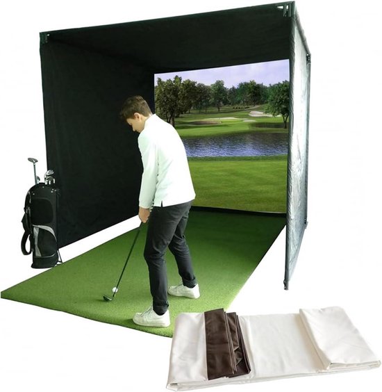 Golfsimulator Scherm - Impactscherm Golf - Golftraining Thuis - Impactbestendig Materiaal - 3 x 1 Meter - Wit