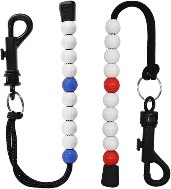 Golfslagteller 2 stuks - Parelteller ketting - Golf score bijhouden - Draagbaar en handig - 50 gram - Zwart