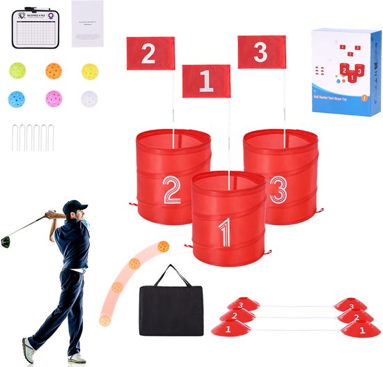 Golfspel voor In De Achtertuin – Draagbare Set met 3 Holes voor Familieplezier, Kamperen, Gazon, Tuin en Park van TASLUCA