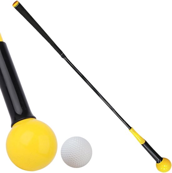 Golfswing Trainer - Golf Oefenstok - Golfspel Verbeteren - Automatische Terugslag - 80 cm - Geel