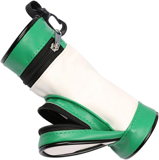 Golftas - 1 stuk - Tas - 15 x 5,5 cm - Tas voor drie ballen - Golftas met organizer - Golftas met ritssluiting en mesh - Wit en groen
