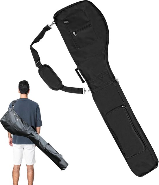 Golftas - Clubtas met ritssluiting - Opvouwbaar - Waterdicht - Geschikt voor 8-10 clubs - Compact en lichtgewicht - Unisex - Zwart van Merkloos