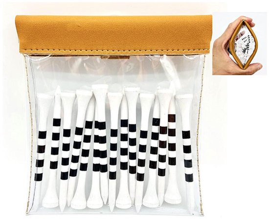 Golftas met hanger, doorzichtige brede tas met knijpdeksel en tee-standaard, voor het opbergen van golfbenodigdheden en waardevolle spullen - Bruin
