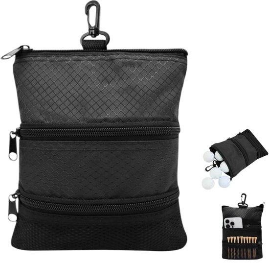Golftas - opbergtas voor golfschoenen - golftas - golfaccessoires - drielaags - geschikt voor golf - buitensporten - zwart - 16,5*22,5 cm van Merkloos