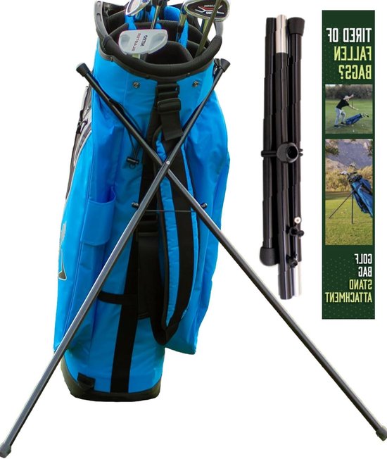 Golftas Stand Attachment - Golfstandaard Benen - Voorkomen Cart Falls - Opvouwbaar Lichtgewicht - 12 Ounce - Blauw
