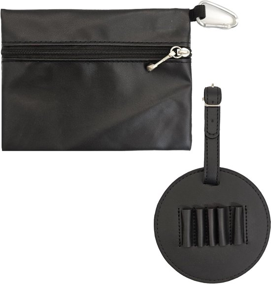 Golftas voor golfballen en tees - Draagbare tas van leer - Accessoireset met haak - Ideaal voor liefhebbers van golf - Afmetingen 22 x 16,5 cm. van Merkloos