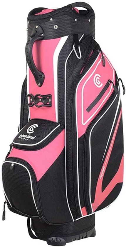 Golftas Winkelwagen - Golfkar Tas - Golfen Op De Baan - 14-Weg Verdeler - 91 cm Hoog - Roze Zwart van Merkloos