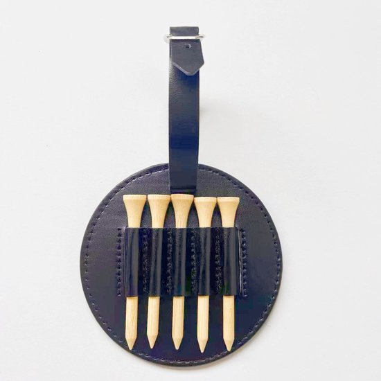 Golfteehouder - 1 stuk - Golfclubtassen - Golftee-riemclip - 9,5 cm - 5 kaartsleuven - Golfaccessoire - Geschikt voor golfprofessionals en -liefhebbers - Zwart (tees niet inbegrepen)