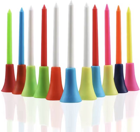 Golftees - 10 golf pinnetjes - Golf tee’s - 83mm - 10 stuks - Multicolor - Plastic golf tees - Kunststof - CHPN