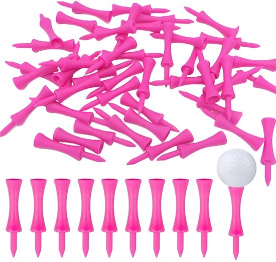 Golftees - 100 stuks - Duurzaam - 57 mm - Ideaal voor golfers - Roze - Geschikt voor golfaccessoires - Perfecte tee voor elke golfer